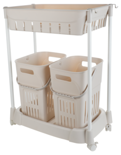 Tralle med 2 skittentøyskurver og 1 kurv, 52,5 x 34 x 70 cm