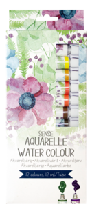 Sense akvarellmaling, sett med 12 farger, 12 ml per tube