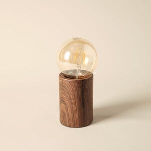 Deco bordslampa E27 metall med mörk träoptik, Northlight