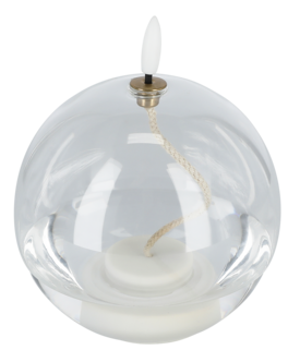 LED-ljus i form av en oljelampa, transparent glas