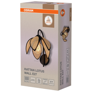 Osram Lotus Seinävalaisin rottinki E27 ruskea