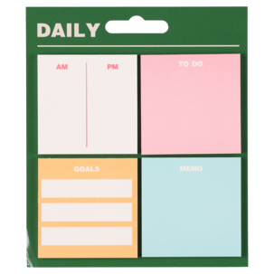 Ukeplanlegger Sticky Notes selvklebende, 4-pakning