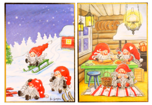 Julkort enkla, 8-pack, 4 motiv