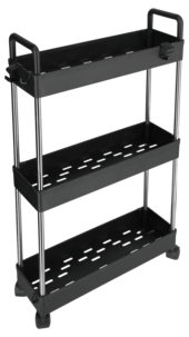 Smal rullvagn med 3 lådor, svart