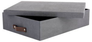Säilytyslaatikko nahkakahvalla 2 kpl, tummanharmaa