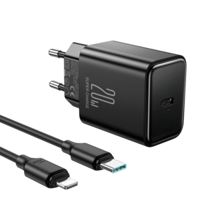 Lightning- til USB-C-lader 20 W med kabel, 1 m, svart