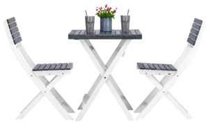 Utemöbler med bord och två stolar