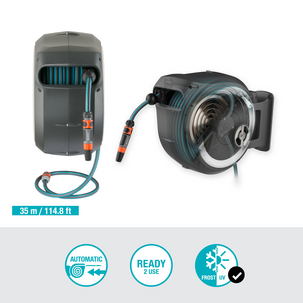 Gardena RollUp XL slangetrommel for vegg, 2 munnstykker, 35 m