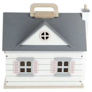 Nukkekoti puuta, avattava kantokahva, yli 3-vuotiaille