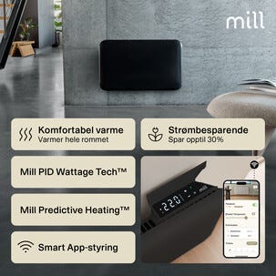 Mill Invisible Smart WiFi Sähköpatteri Gen. 4, musta, 700 W