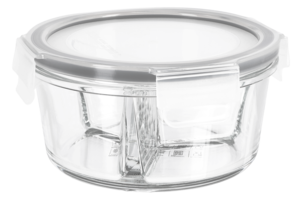 Matlåda glas 3-fack rund 0,6 liter