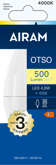 Airam Otso LED-lamppu E14, 4,9 W, neutraalin valkoinen
