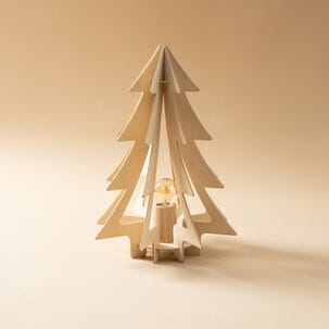 Julgran i trä med belysning, bordslampa julgran, 34 cm