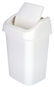 Pieni roskakori heilurikannella, valkoinen, 10 litraa