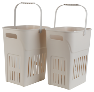 Rullavaunu, jossa 2 pyykkikoria ja 1 kori, 52,5 x 34 x 70 cm