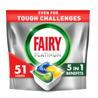Fairy Platinum All In One maskindiskmedel, 51-pack