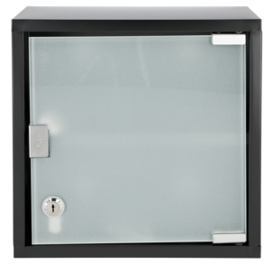 Låsbart medicinskåp med 2 nycklar, mattsvart