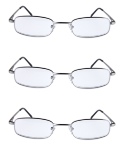 Läsglasögon metall, 3-pack