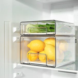 Stapelbar kylskåpsförvaring med låda, transparent