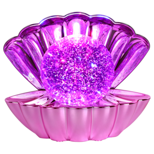 Lampe rosa skjell med glitter, RGB, batteridrevet