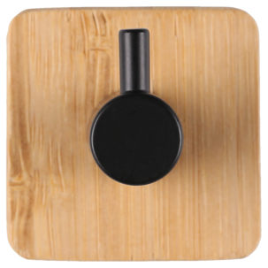 Självhäftande badrumskrok enkel, bambu och svart metall