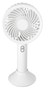 Käsituuletin, jossa USB ja pöytäteline