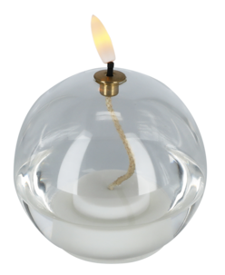 LED-ljus i form av en oljelampa, transparent glas