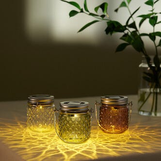 Liten ljuslykta solcell glas hängande, 8 cm