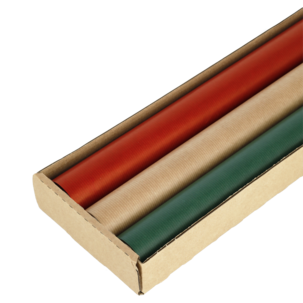Julklappspapper kraftpapper röd/grön/brun 3-pack