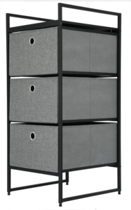 Vaateteline, jossa hyllyt ja laatikot