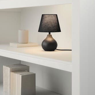 Northlight Meja Pöytävalaisin mustaa keramiikkaa, 23 cm