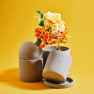 Blomsterpotte innendørs grå