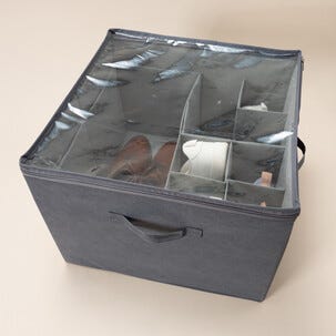 Skoförvaring tyg låda med justerbara fack, 44,5x44,5x32 cm