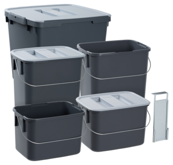 Källsorteringskärl skåp Nordiska Plast, 5 delar