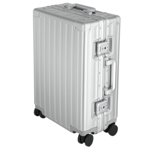Koffert med 8 hjul, aluminium, grå, 56x38x22 cm