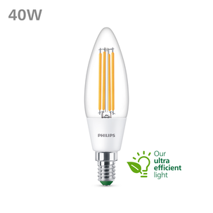 Varmvit LED-kronljuslampa E14 B35 2,3 W, Philips Ultra Efficient