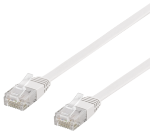Deltaco Flat nätverkskabel CAT-6, oskärmad, vit