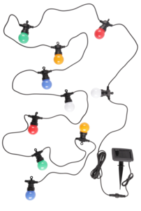 Solcelledrevet utelysslynge med fargede kuler, 8 m