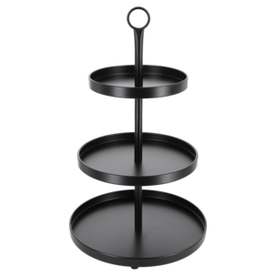 Koristevati 3 kerrosta metallia musta 48 cm