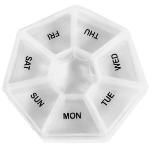 Doseringsask vecka, transparent lock, vit