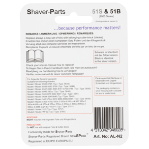 Rakhuvud 51S till rakapparat Braun Series 5