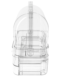 Bærbart sminkeskrin med skuffer i gjennomsiktig plast