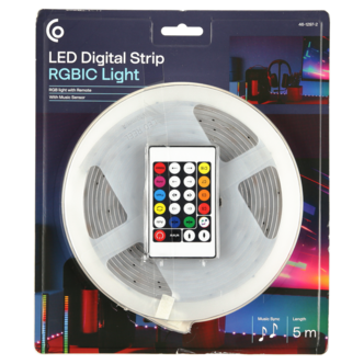 LED-nauha RGBIC, kaukosäädin ja musiikkiohjaus