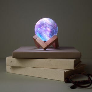 Månelampe 3D, oppladbar bordlampe med fjernkontroll