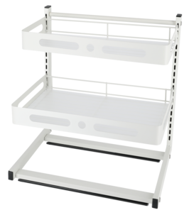 Uttrekkbar skaphylle, oppbevaring i 2 nivåer, hvit