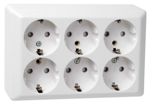 Stikkontakt påvegg jordet, 6 uttak, Elko RS