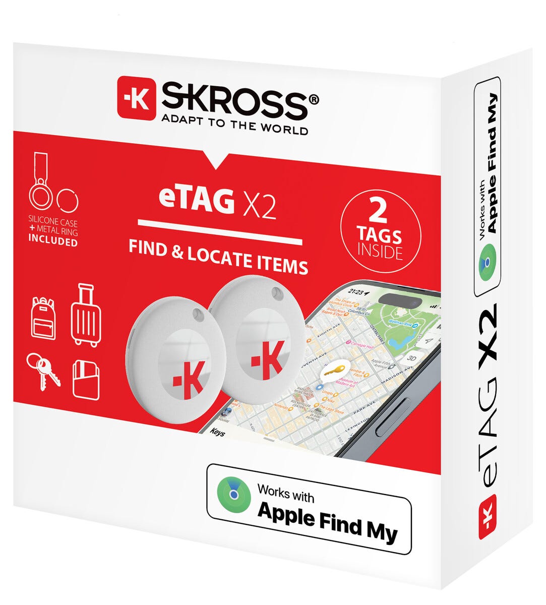 Skross eTag X2 GPS-paikannin matkalaukkuun, 2 kpl