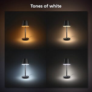 Philips Hue WCA Go bærbar bordlampe i metall, 35 cm