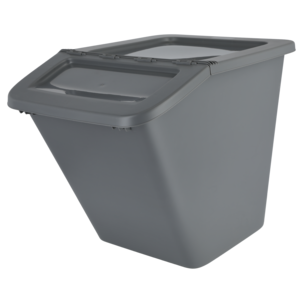 Oppbevaringskasse i plast med foldbart lokk, utendørs, grå