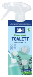 Sini toalettrengjøring sprayflaske og 2 tabs, startsett